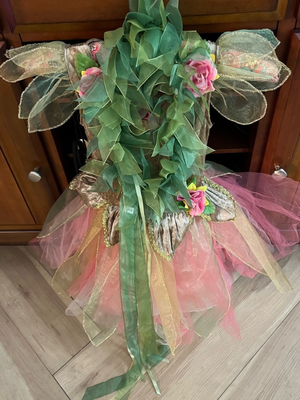 Fairy Dust Little Girls Birthday Pink Flowers Costume Dress & Headband Size 4 - Picture 6 of 10